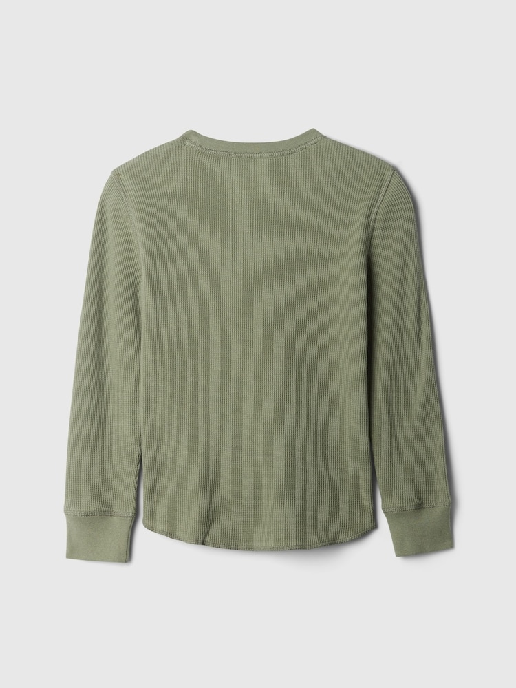 Gap Green Waffle Knit Long Sleeve Crew Neck T-Shirt (4-13yrs) - Image 2 of 3