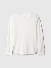 Gap White Waffle Knit Long Sleeve Crew Neck T-Shirt (4-13yrs) - Image 1 of 4