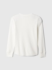 Gap White Waffle Knit Long Sleeve Crew Neck T-Shirt (4-13yrs) - Image 3 of 4