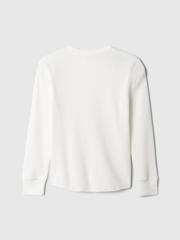 Gap White Waffle Knit Long Sleeve Crew Neck T-Shirt (4-13yrs) - Image 4 of 4