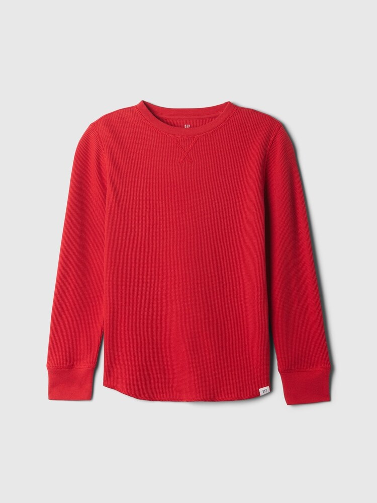 Gap Red Waffle Knit Long Sleeve Crew Neck T-Shirt (4-13yrs) - Image 1 of 2