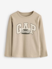 Gap Beige Long Sleeve Graphic T-Shirt (4-13yrs) - Image 1 of 4