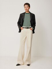 Jigsaw Green 100% Cotton Slub Stripe T-Shirt - Image 4 of 6