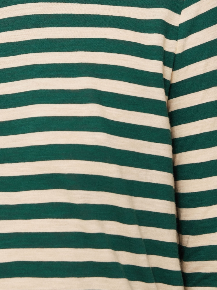 Jigsaw Green 100% Cotton Slub Stripe T-Shirt - Image 6 of 6