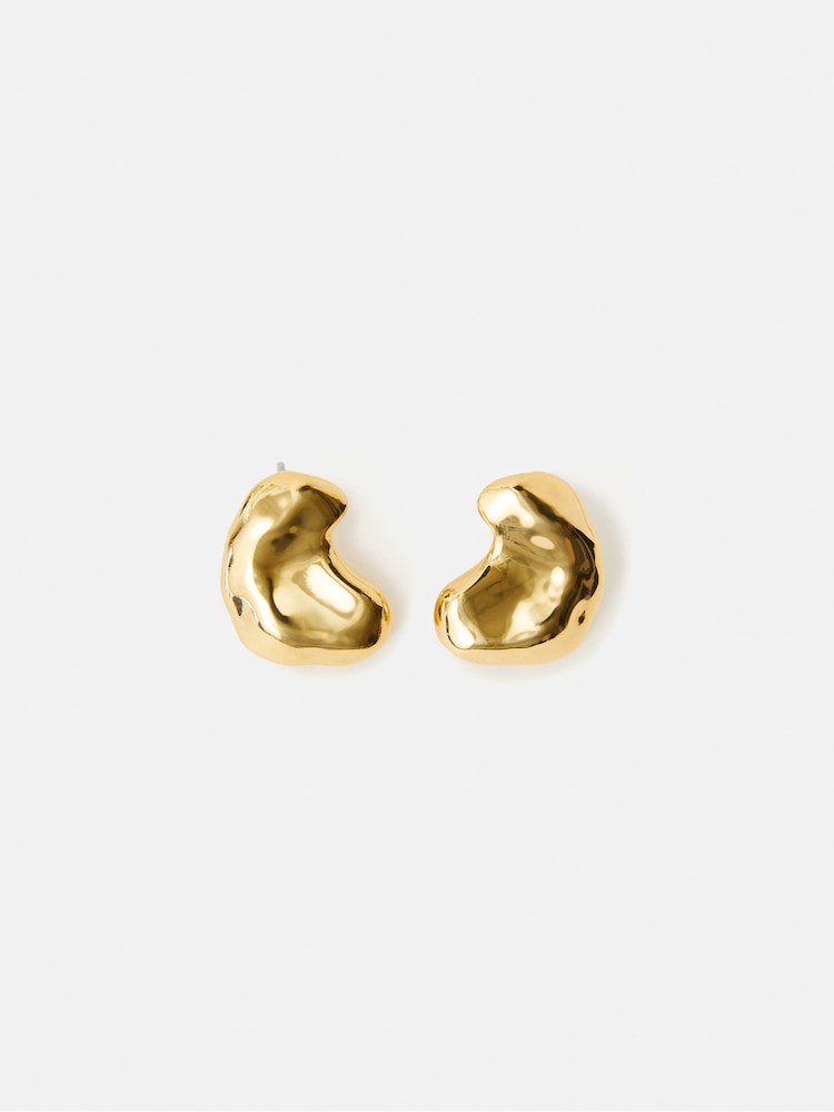 Jigsaw Gold Tone Molten Stud Earrings - Image 1 of 5