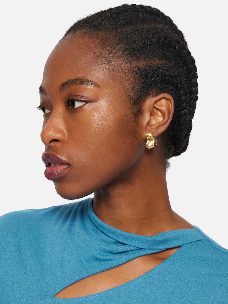 Jigsaw Gold Tone Molten Stud Earrings - Image 5 of 5