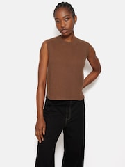 Jigsaw Brown Cotton Blend Crew Neck Tank - Image 3 of 6