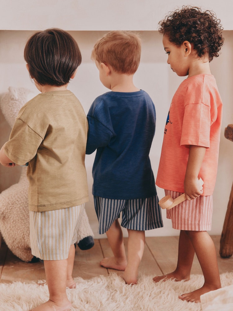 Multi Stripe Transport Woven Shorts Pyjamas 3 Pack (9mths-8yrs) - Image 2 of 13
