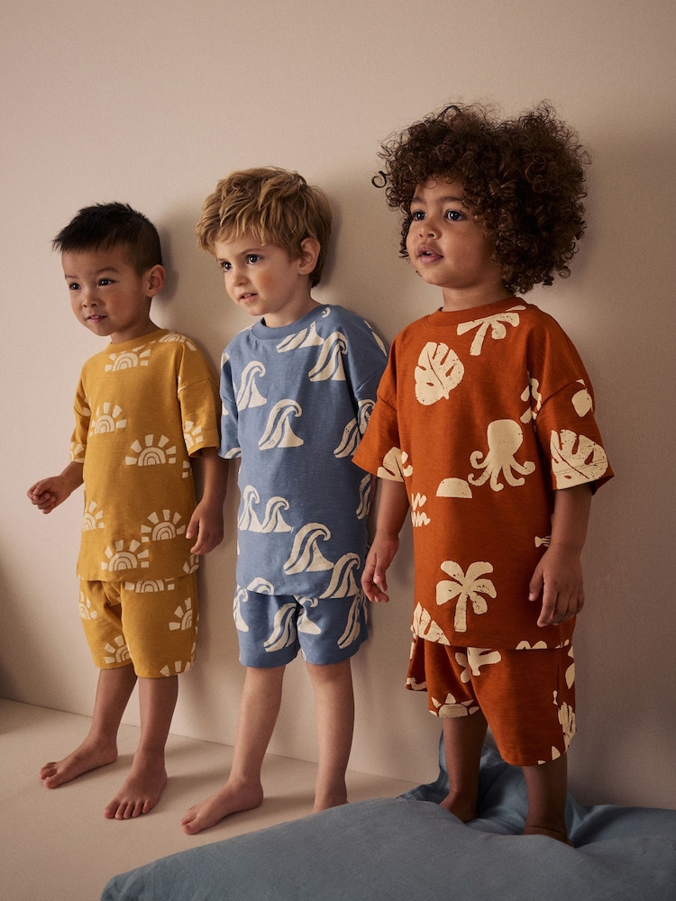 Multi Bright Sun and Sea Short Pyjamas 3 Pack (9mths-12yrs) - Image 1 of 6 Multi Bright Sun and Sea Short Pyjamas 3 Pack (9mths-12yrs) - Image 1 of 6