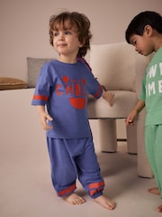 Mehrfarbiger leuchtender Schriftzug - Pyjamas mit langen Beinen und Kurzarm in entspannter Passform, 3er-Pack (9M.–10J.) - Bild 3 von 4