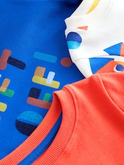 oranžna/Navy Space - 3 Pack mehek in prijeten na dotik Pižame (9mths-8yrs) - Slika 5 iz 7