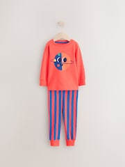 Orange/Navy Space 3 Pack Snuggle Pyjamas (9mths-8yrs) - Image 9 of 12