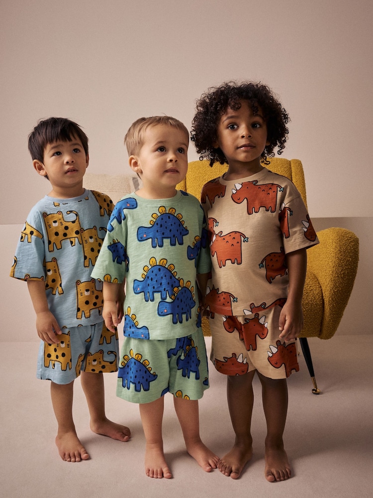 Multi Animal Short Pyjamas 3 Pack (9mths-8yrs) - Image 1 of 6