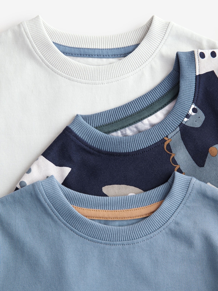 Navy/Grey Dinosaur Short Pyjamas 3 Pack (9mths-8yrs) - Image 10 of 11