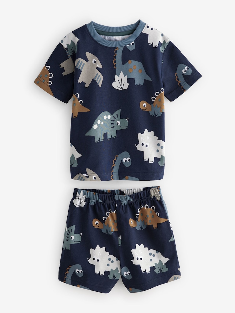 Navy/Grey Dinosaur Short Pyjamas 3 Pack (9mths-8yrs) - Image 8 of 11
