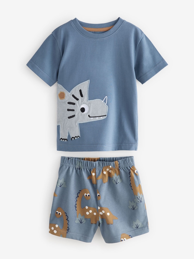 Navy/Grey Dinosaur Short Pyjamas 3 Pack (9mths-8yrs) - Image 9 of 11