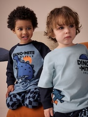 Orange/Navy Dinosaur 3 Pack Oversized Pyjamas (9mths-10yrs) - Image 3 of 11