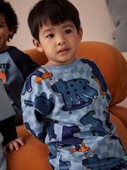 Orange/Navy Dinosaur 3 Pack Oversized Pyjamas (9mths-10yrs) - Image 4 of 11