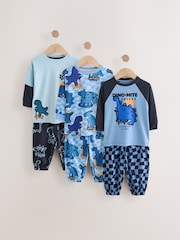 Orange/Navy Dinosaur 3 Pack Oversized Pyjamas (9mths-10yrs) - Image 5 of 11