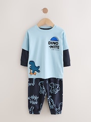 Orange/Navy Dinosaur 3 Pack Oversized Pyjamas (9mths-10yrs) - Image 7 of 11