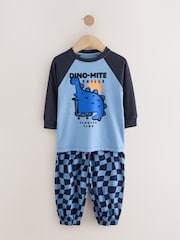 Orange/Navy Dinosaur 3 Pack Oversized Pyjamas (9mths-10yrs) - Image 8 of 11