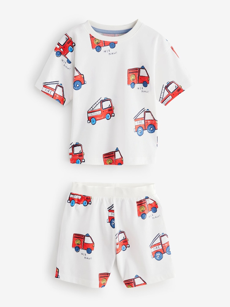 Red/Navy/White Emergency Vehicles Short Pyjamas 3 Pack (9mths-8yrs) - Image 6 of 11