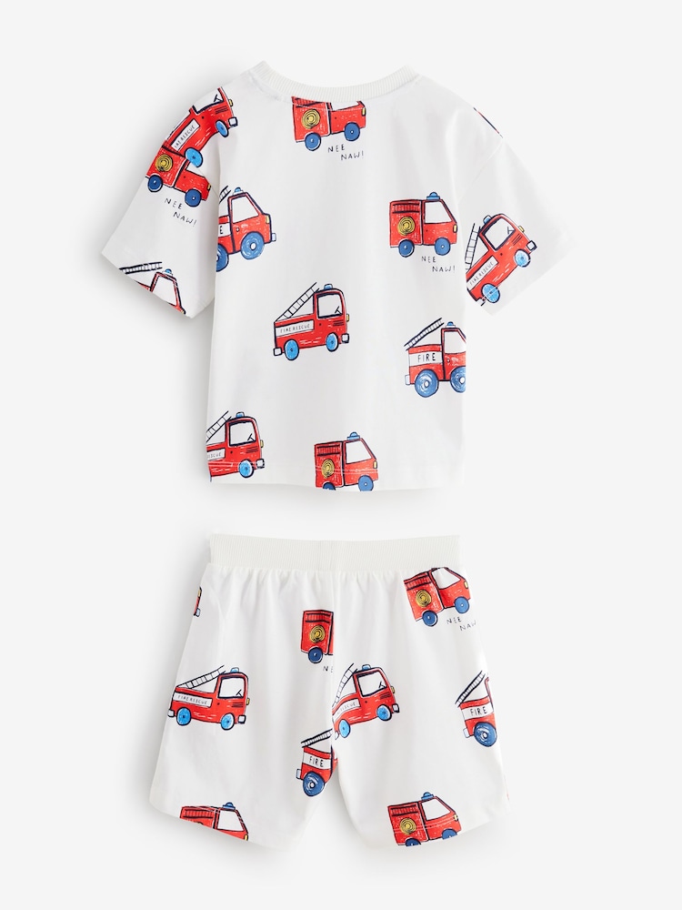 Red/Navy/White Emergency Vehicles Short Pyjamas 3 Pack (9mths-8yrs) - Image 9 of 11