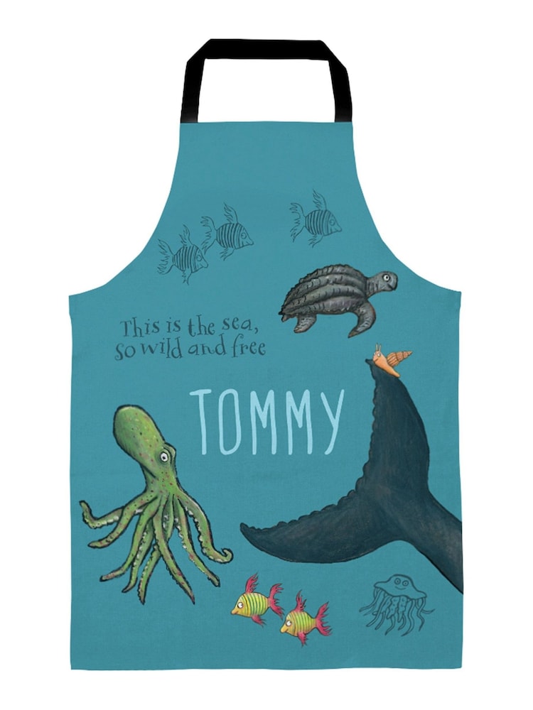 100% Cotton Personalised The Snail And The Whale Childrens Apron by Star Editions - Image 1 of 2