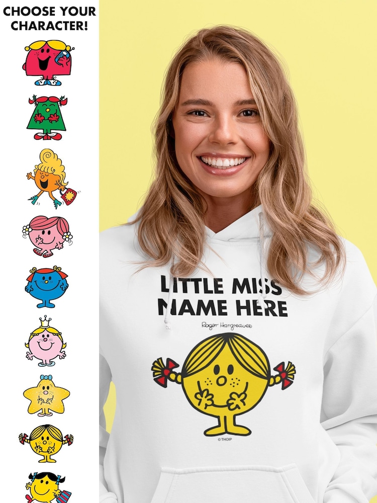 Star Editions Little Miss Adults White Personalised 100% Cotton Hoodie - Image 1 of 2