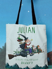 Star Editions Blue 100% Cotton Personalised Room On The Broom Edge To Edge Tote Bag - Image 2 of 2