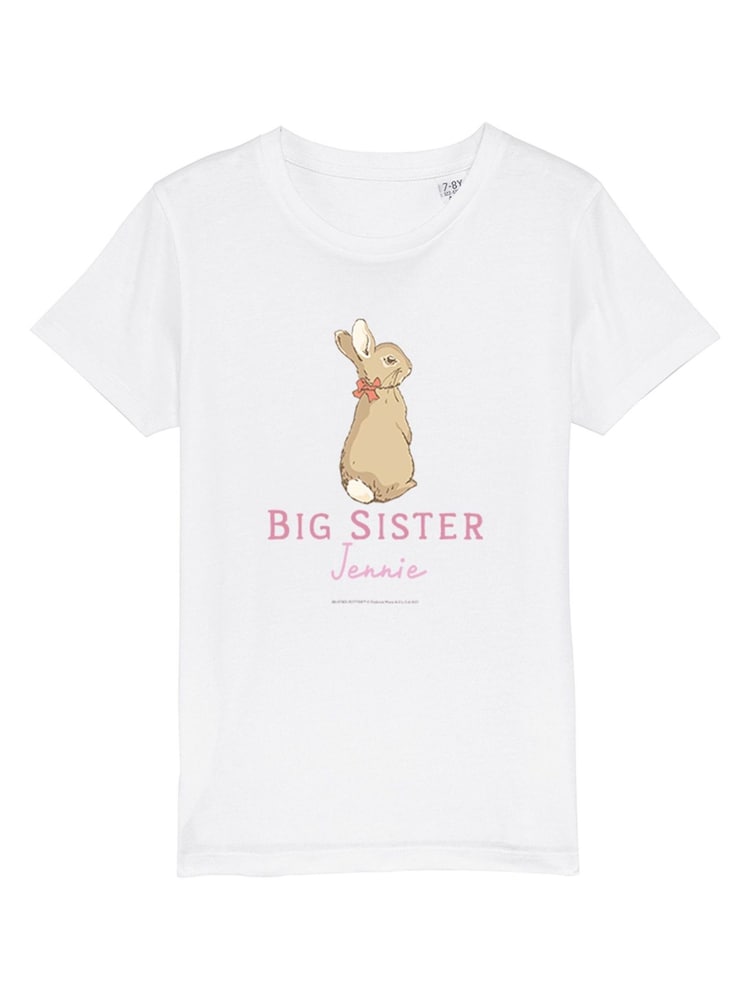 Star Editions Big Sister Kids Personalised White 100% Cotton T-Shirt - Image 3 of 3
