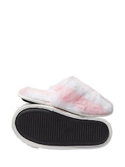 Victoria's Secret Pink Iconic Stripe Faux Fur Slippers - Image 2 of 2