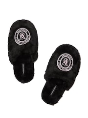 Victoria's Secret Black Faux Fur Slippers - Image 1 of 2