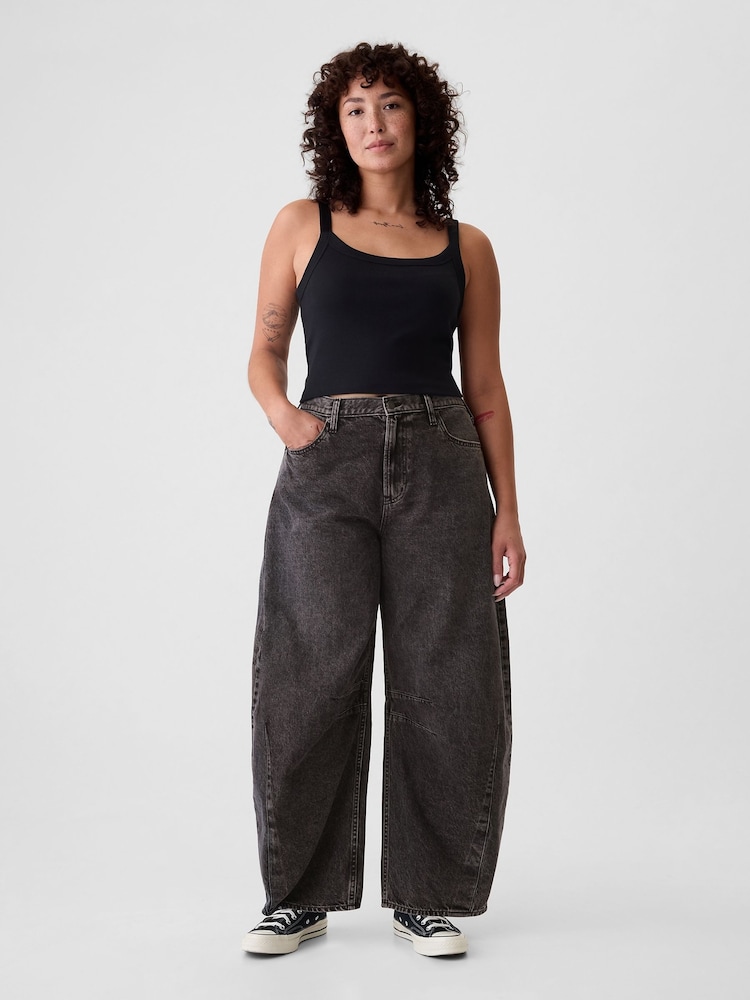 Черный - Gap High Waisted Ankle Length Horseshoe Jeans - Image 1 of 6