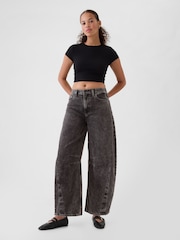Черный - Gap High Waisted Ankle Length Horseshoe Jeans - Image 5 of 6