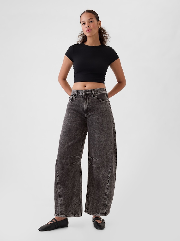 Schwarz - Gap – knöchellange Horseshoe-Jeans mit hohem Bund - Image 5 of 6