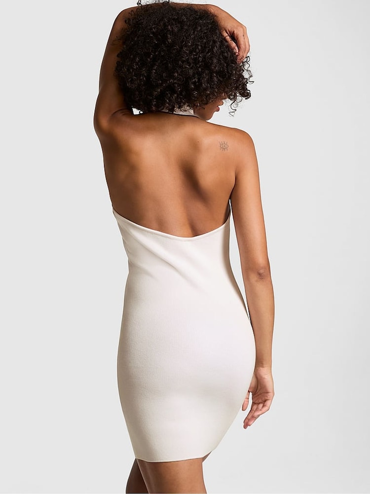 Victoria's Secret PINK Heather Oatmeal Beige Polo Halter Dress - Image 2 of 3