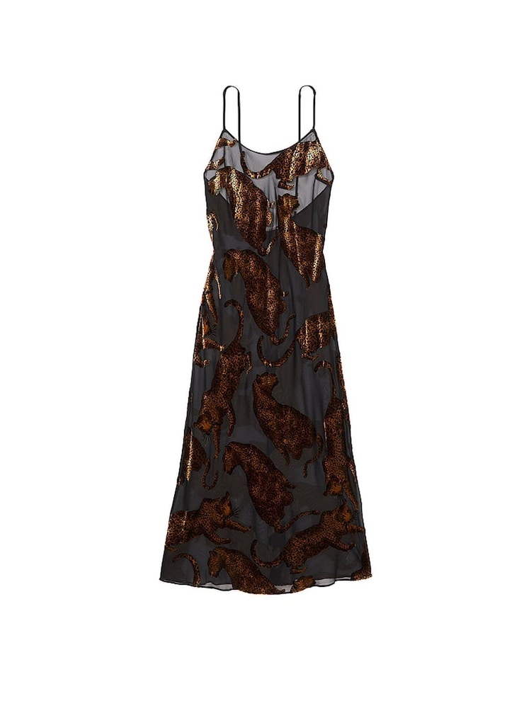 Victoria's Secret Black Leopard Burnout Long Slip - Image 3 of 3