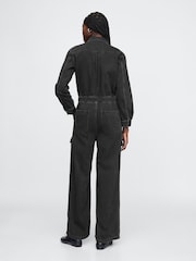 Gap Black Denim Cargo Jumpsuit - Image 2 of 5