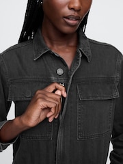 Gap Black Denim Cargo Jumpsuit - Image 4 of 5