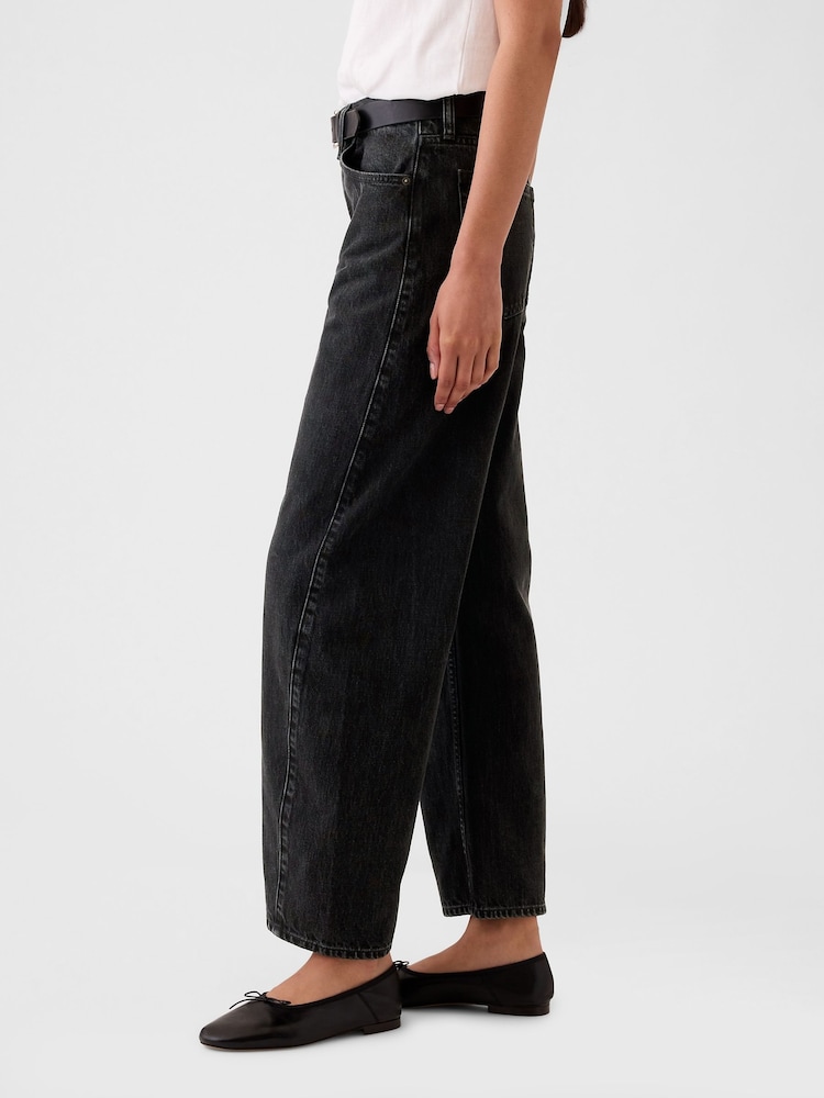 Gap Black High Waisted Barrel Jeans - Image 5 of 6