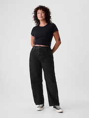 Gap Black High Waisted Barrel Jeans - Image 6 of 6