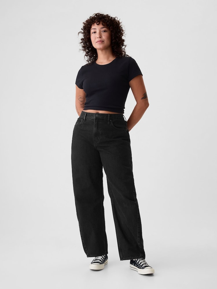 Gap Black High Waisted Barrel Jeans - Image 6 of 6