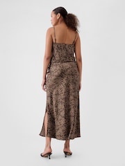 Gap Brown Leopard Print Satin Maxi Skirt - Image 2 of 5