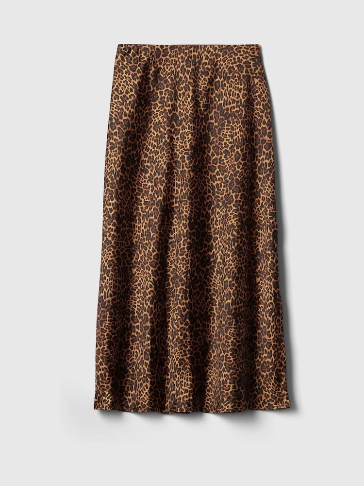 Gap Brown Leopard Print Satin Maxi Skirt - Image 3 of 3 Gap Brown Leopard Print Satin Maxi Skirt - Image 3 of 3