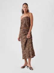Gap Brown Leopard Print Satin Square Neck Cami Top - Image 3 of 5