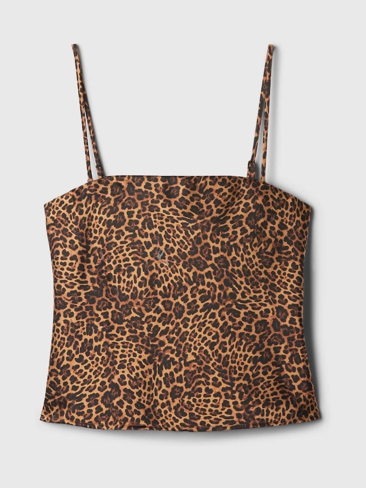 Gap Brown Leopard Print Satin Square Neck Cami Top - Image 5 of 5 Gap Brown Leopard Print Satin Square Neck Cami Top - Image 5 of 5