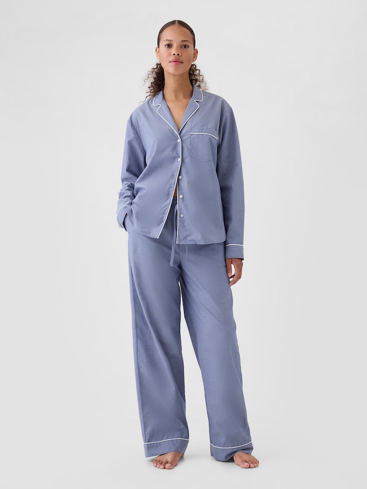 Gap Blue Trouser 100% Cotton Poplin Pyjama Bottoms - Image 1 of 3 Gap Blue Trouser 100% Cotton Poplin Pyjama Bottoms - Image 1 of 3