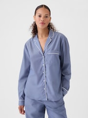 Gap Blue 100% Cotton Poplin Pyjama Top - Image 1 of 4