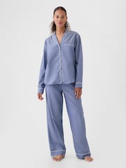 Gap Blue 100% Cotton Poplin Pyjama Top - Image 3 of 4
